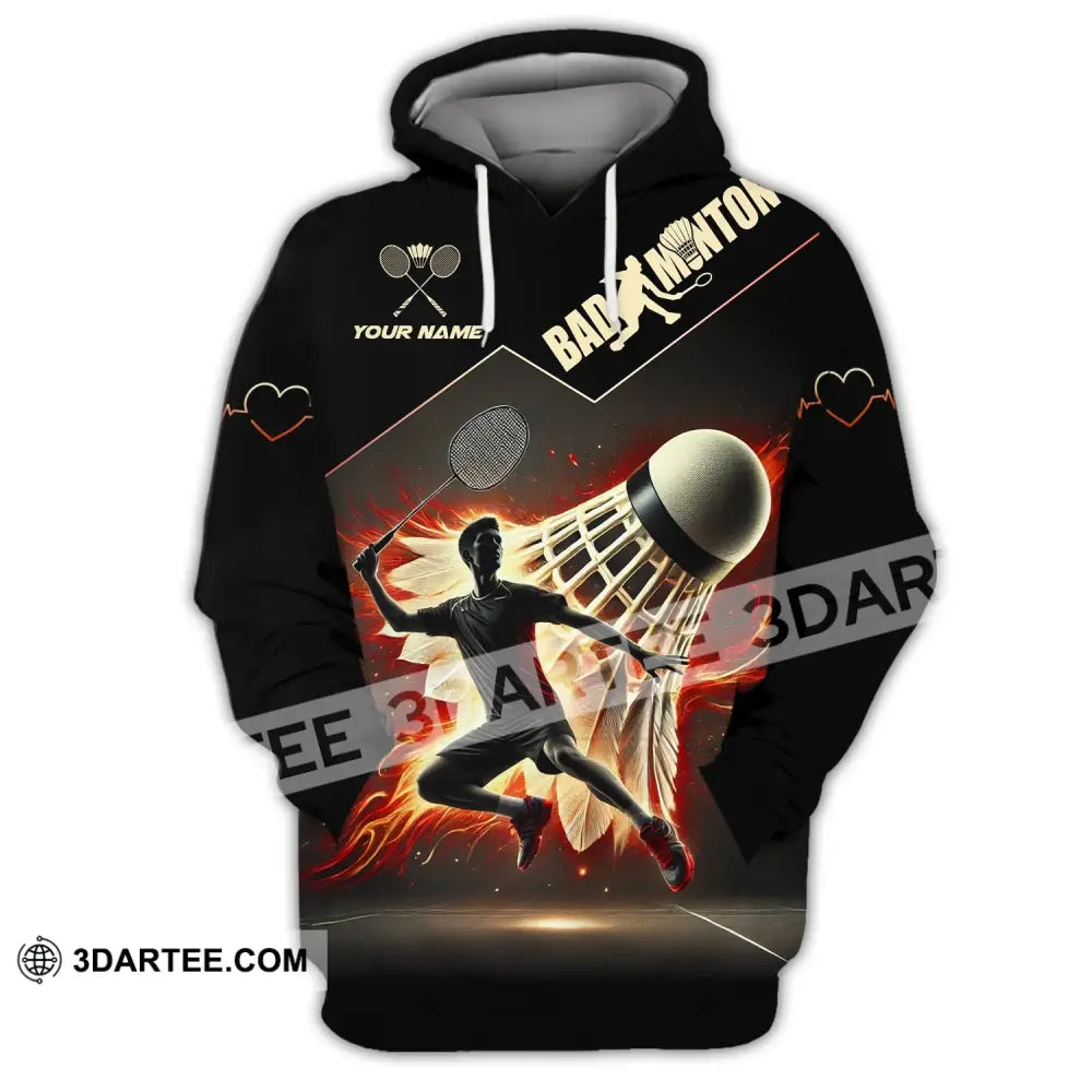 Unisex Shirt - Custom Text Badminton Hoodie / S T-Shirt