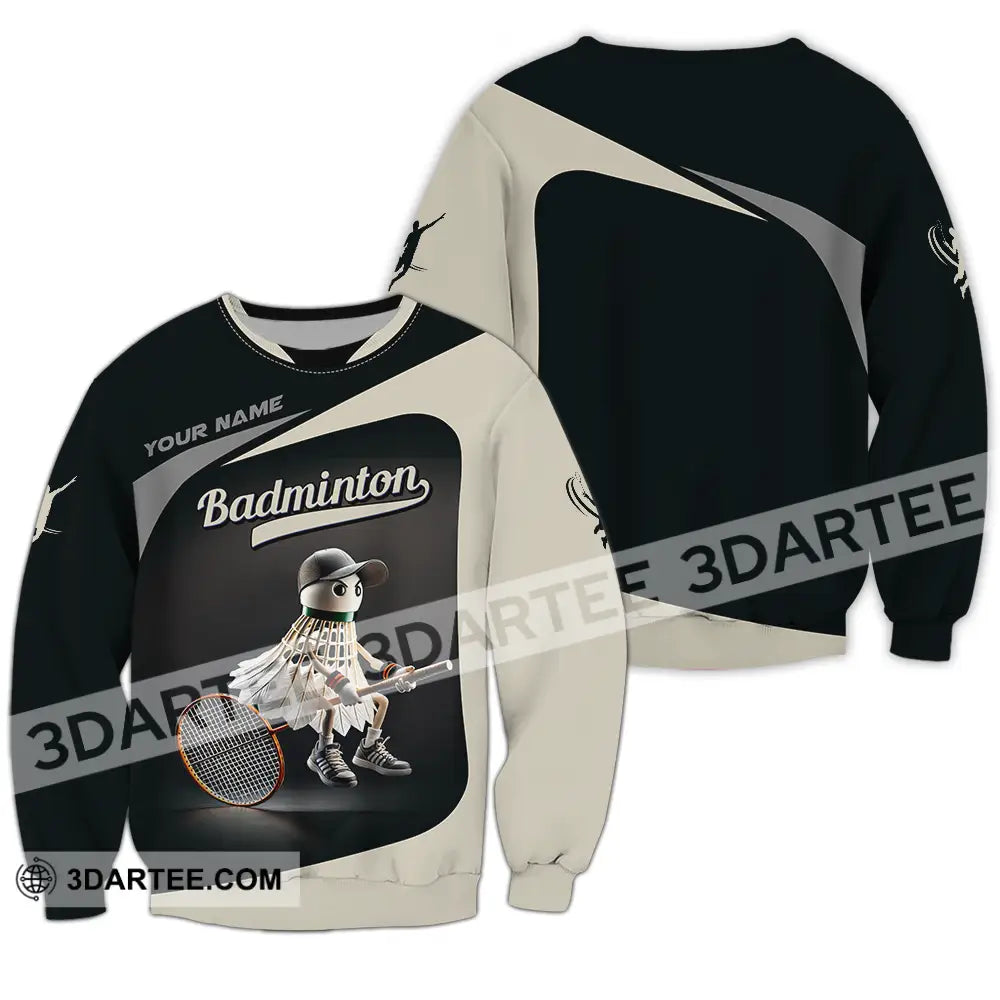 Unisex Shirt - Custom Text Badminton Long Sleeve / S T-Shirt