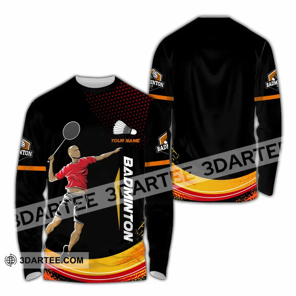 Unisex Shirt - Custom Text Shirt Badminton Long Sleeve Shirt / S T-shirt