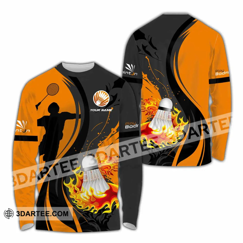 Unisex Shirt - Custom Text Shirt Badminton Shirt Long Sleeve Shirt / S T-shirt
