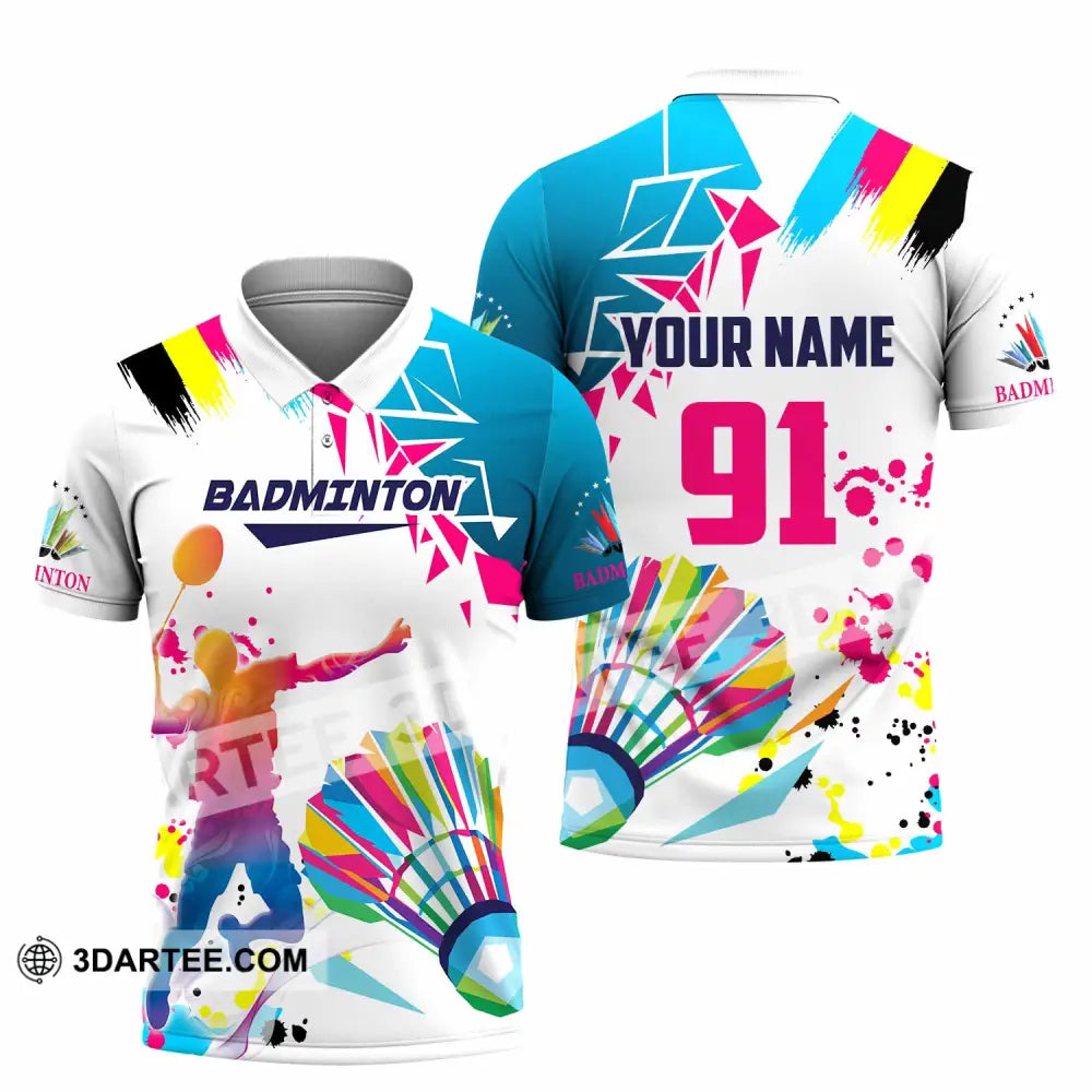 Unisex Shirt - Custom Text Shirt Badminton Polo Shirt / S T-shirt