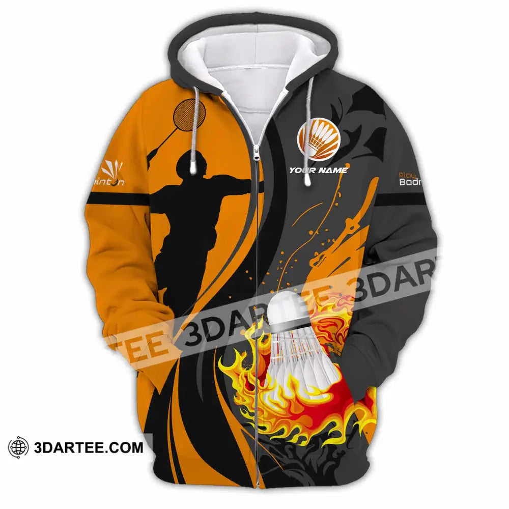 Unisex Shirt - Custom Text Shirt Badminton Shirt Zipper Hoodie / S T-shirt