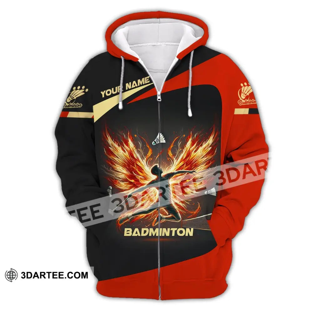 Unisex Shirt - Custom Text Badminton Zipper Hoodie / S T-Shirt