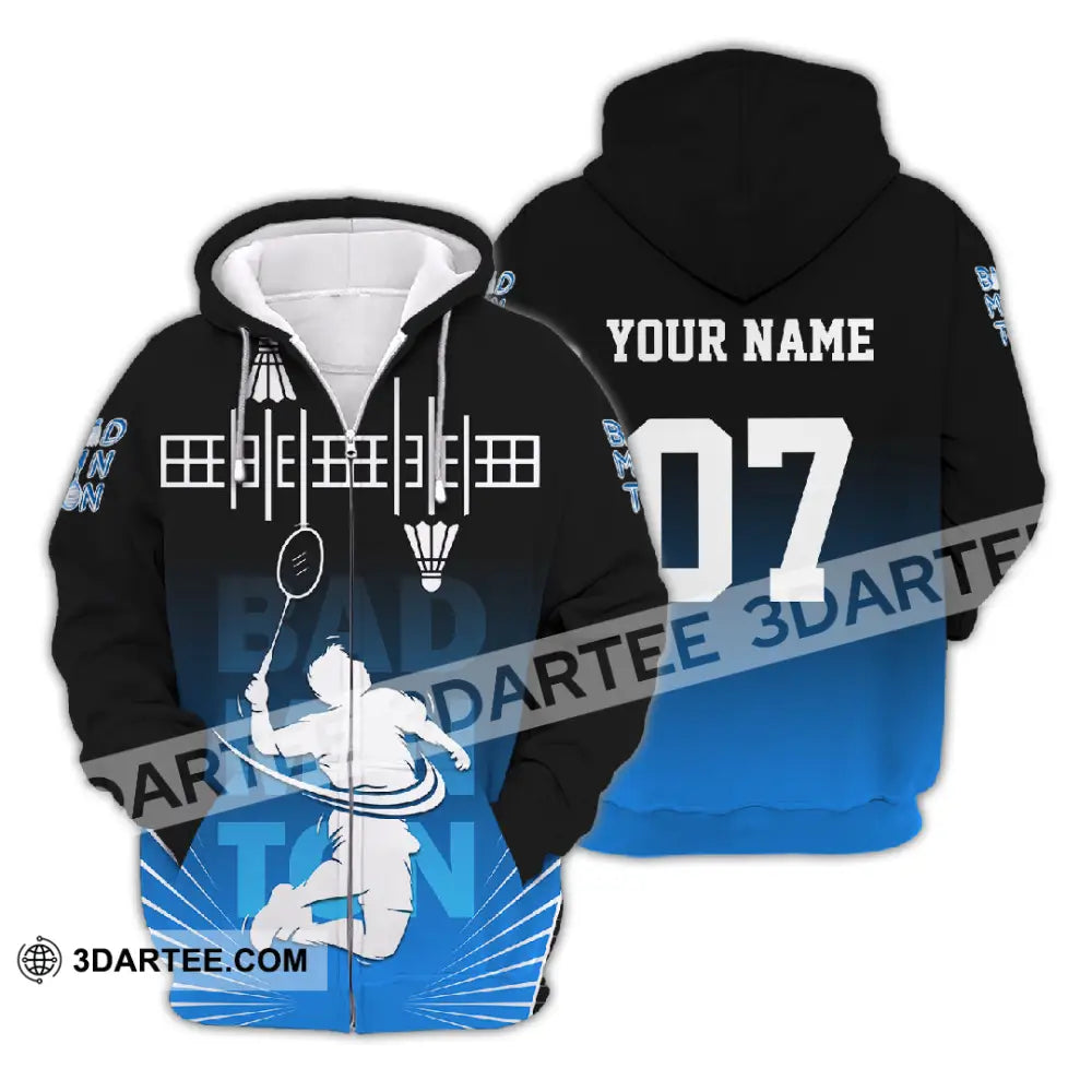 Unisex Shirt - Custom Text Shirt Badminton Shirt Zipper Hoodie / S T-shirt