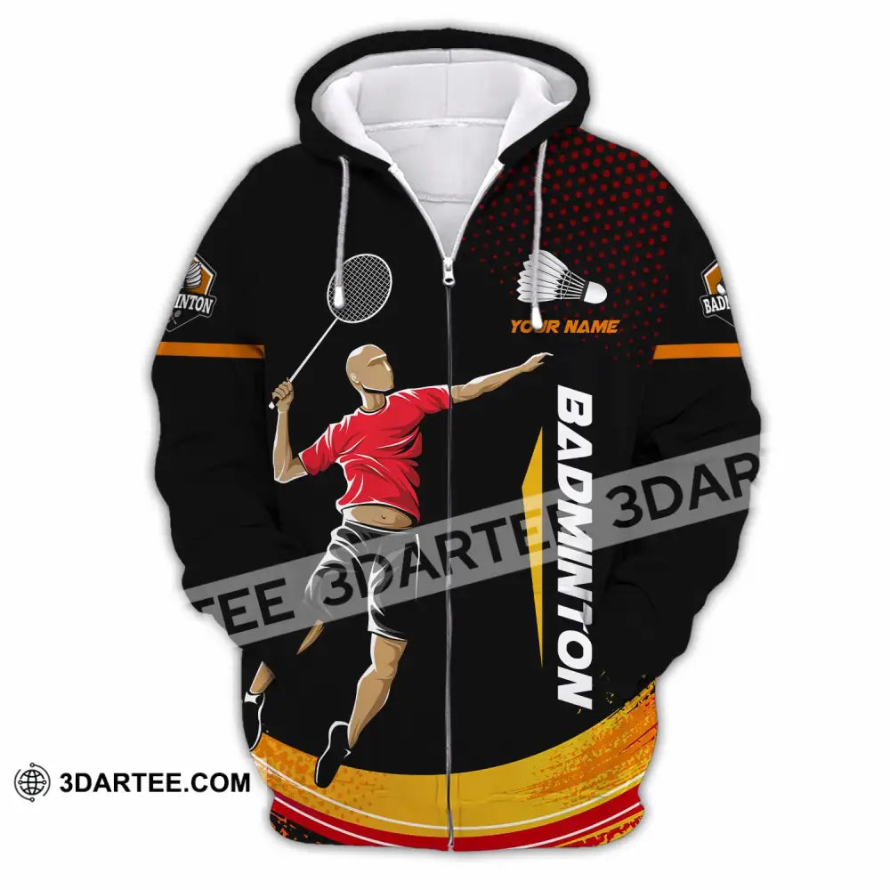 Unisex Shirt - Custom Text Shirt Badminton Zipper Hoodie / S T-shirt