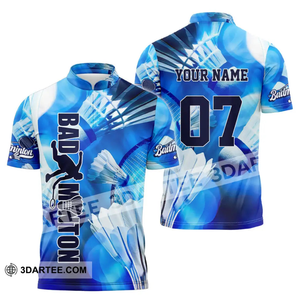 Unisex Shirt - Custom Text Shirt Badminton Shirt Zipper Polo Shirt / S T-shirt