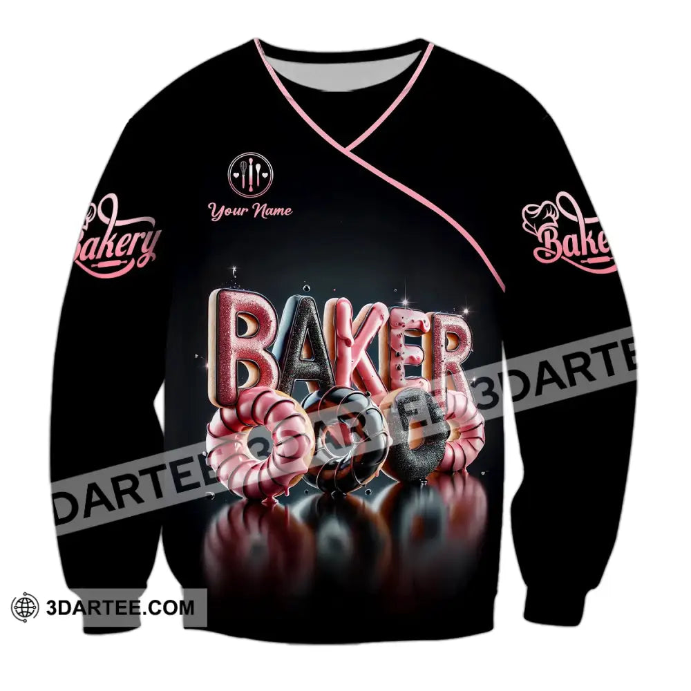 Unisex Shirt - Custom Text Baker Donuts Long Sleeve / S T-Shirt