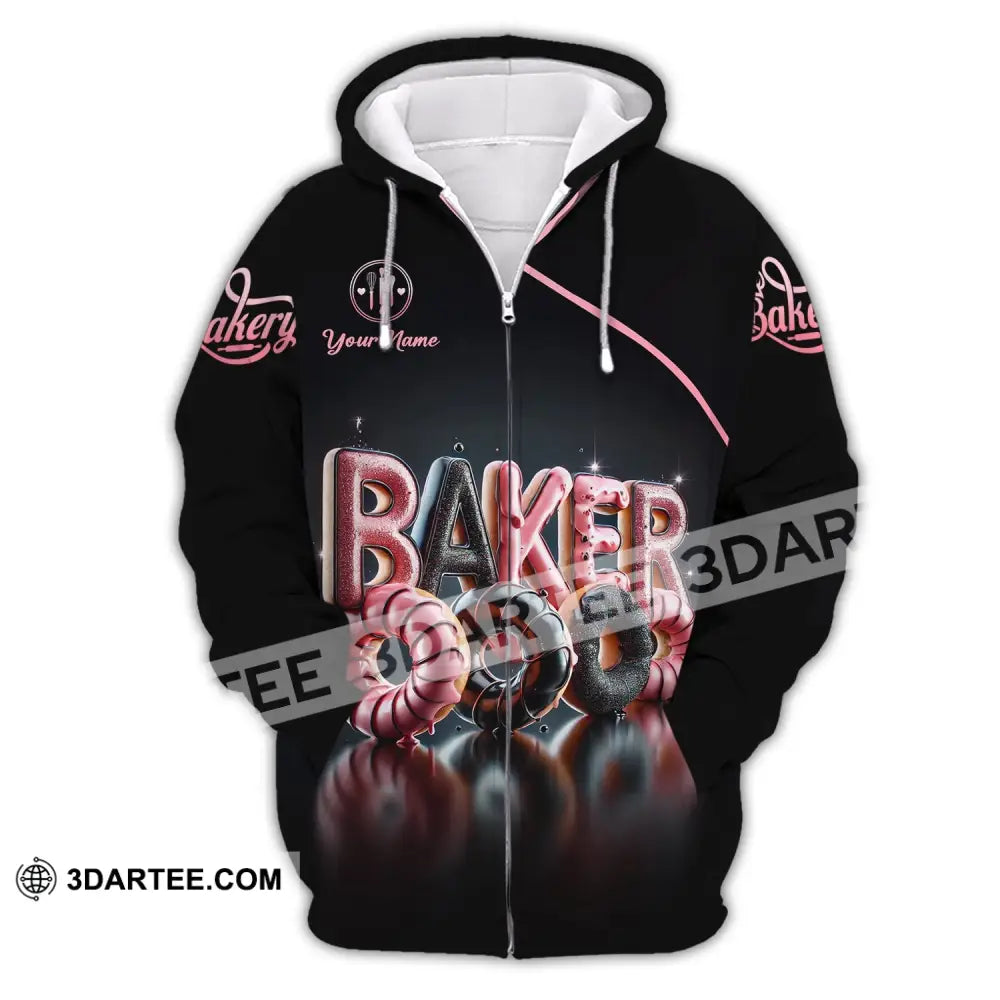 Unisex Shirt - Custom Text Baker Donuts Zipper Hoodie / S T-Shirt