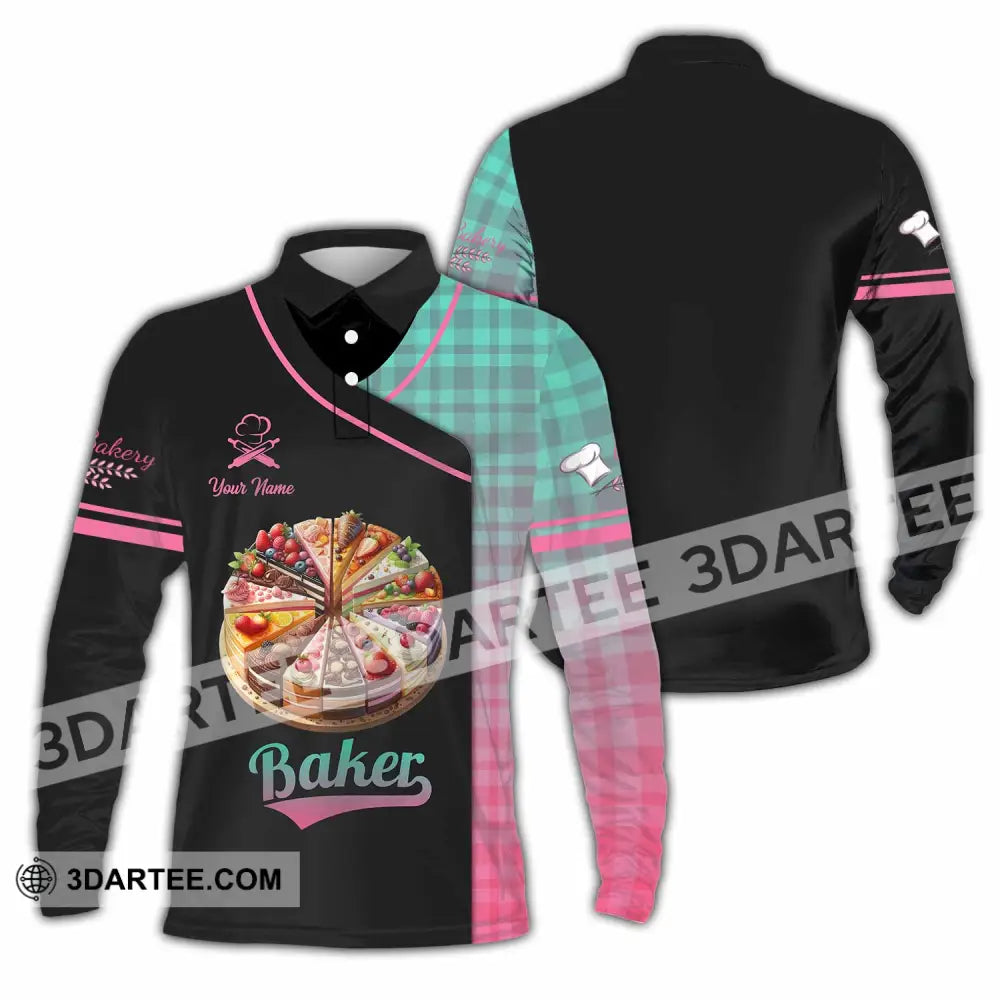 Unisex Shirt - Custom Text Baker Long Sleeve Polo / S T-Shirt