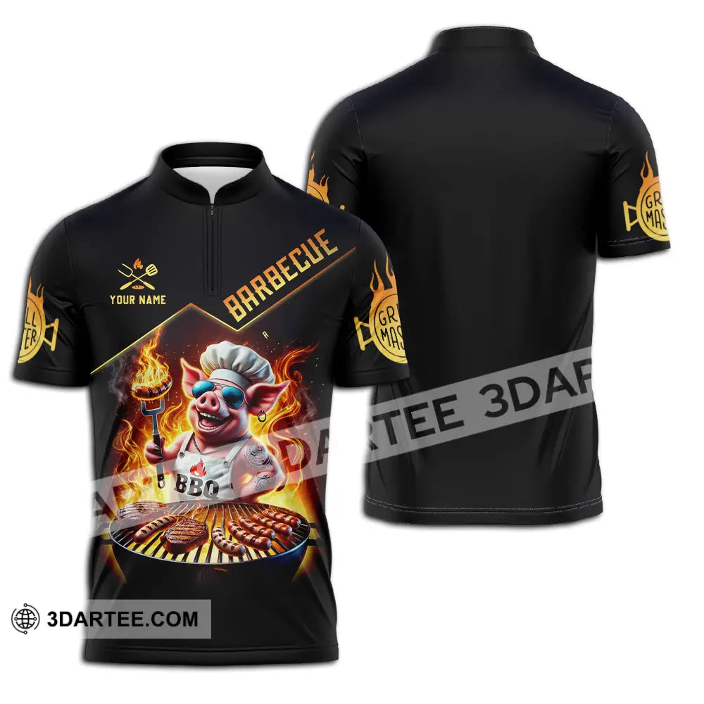 Unisex Shirt - Custom Text Barbecue Zipper Polo / S T-Shirt