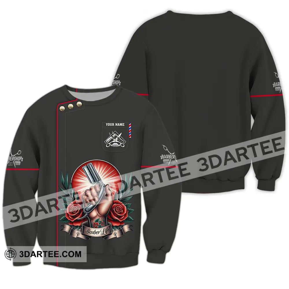 Unisex Shirt - Custom Text Barber Life Long Sleeve / S T-Shirt