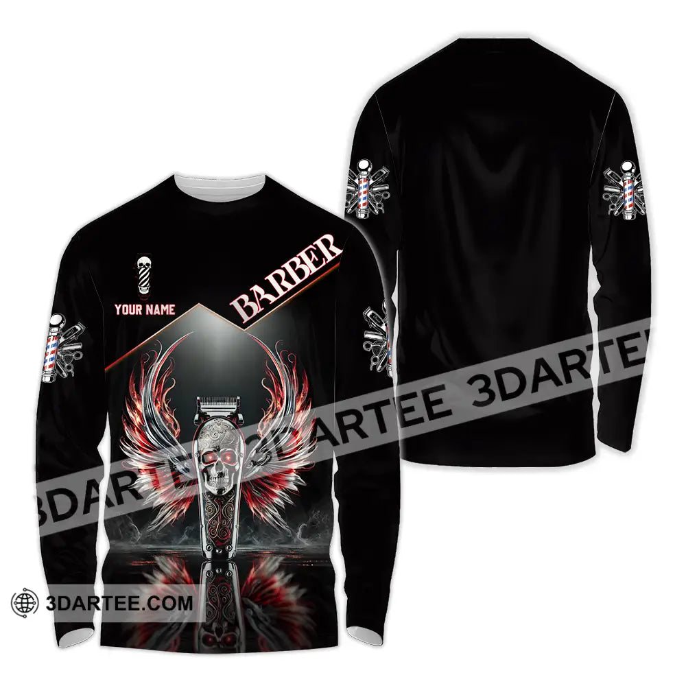 Unisex Shirt - Custom Text Barber Long Sleeve / S T-Shirt