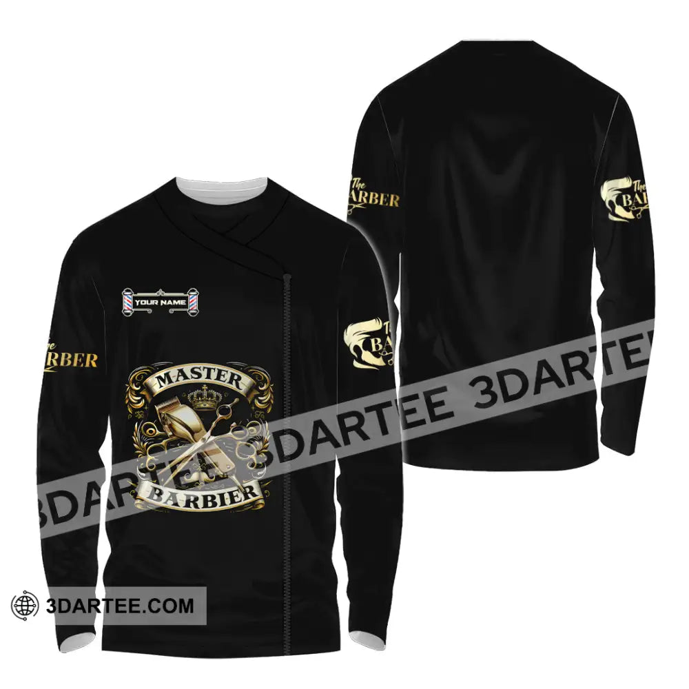 Unisex Shirt - Custom Text Shirt Barber Shirt Long Sleeve Shirt / S T-shirt