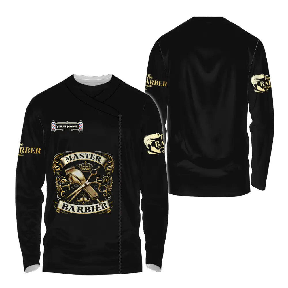 Unisex Shirt - Custom Text Shirt Barber Shirt Long Sleeve Shirt / S T-shirt