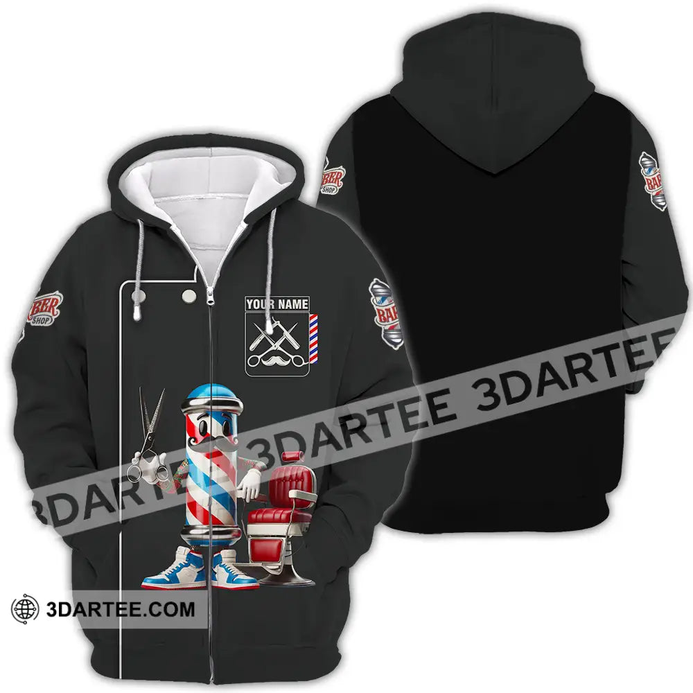 Unisex Shirt - Custom Text Barber Shop Zipper Hoodie / S T-Shirt