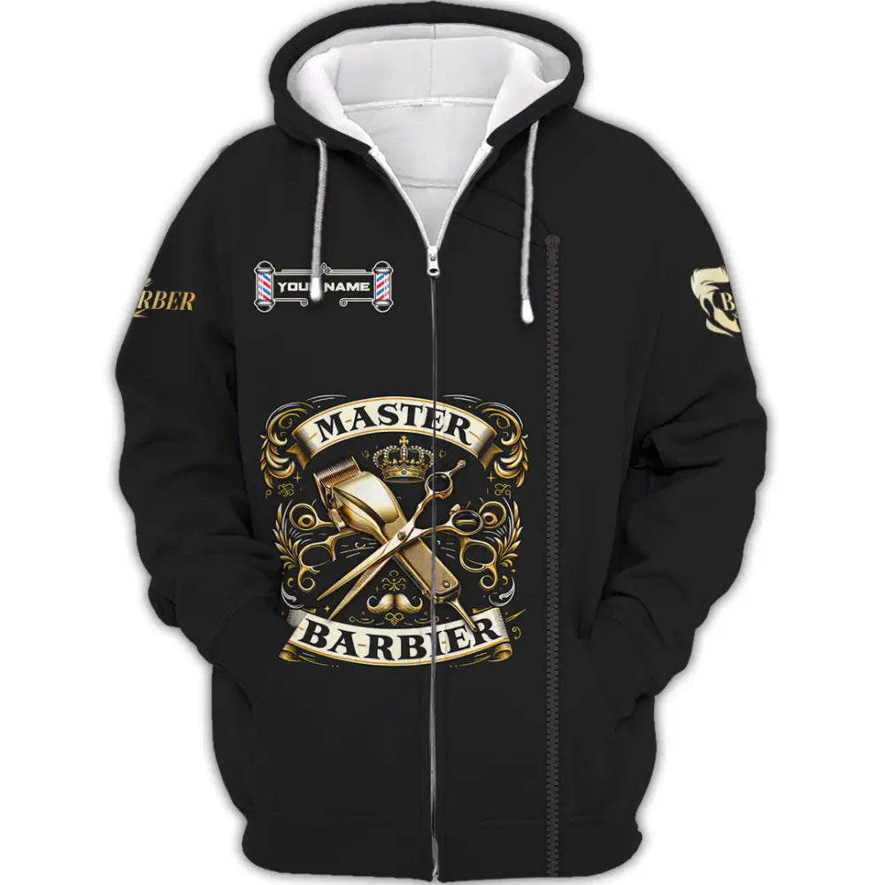 Unisex Shirt - Custom Text Shirt Barber Shirt Zipper Hoodie / S T-shirt