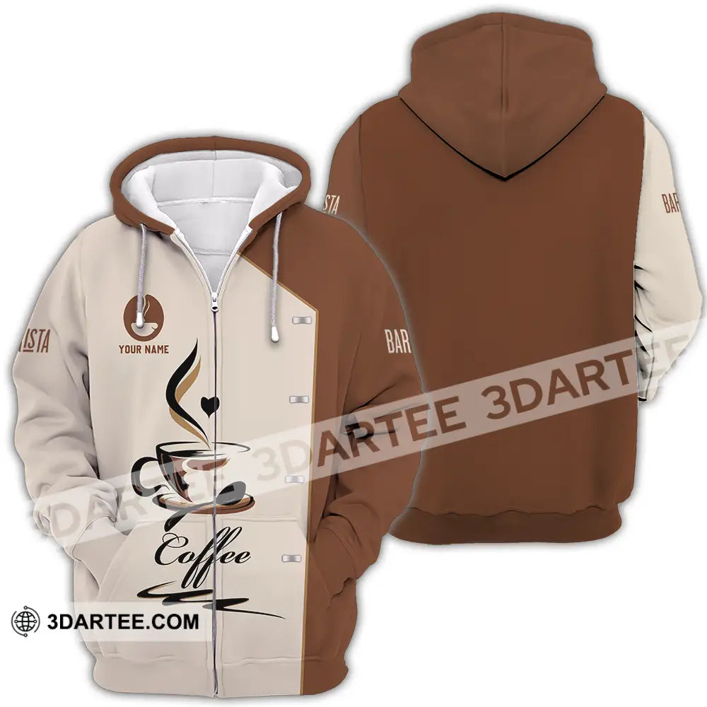 Unisex Shirt - Custom Text Shirt Barista Shirt Zipper Hoodie / S T-shirt