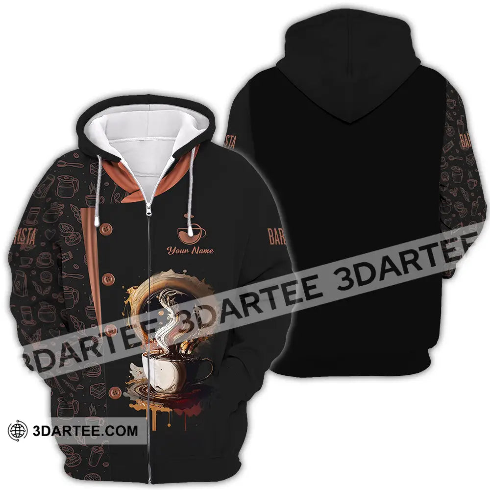 Unisex Shirt - Custom Text Shirt Barista Shirt Zipper Hoodie / S T-shirt