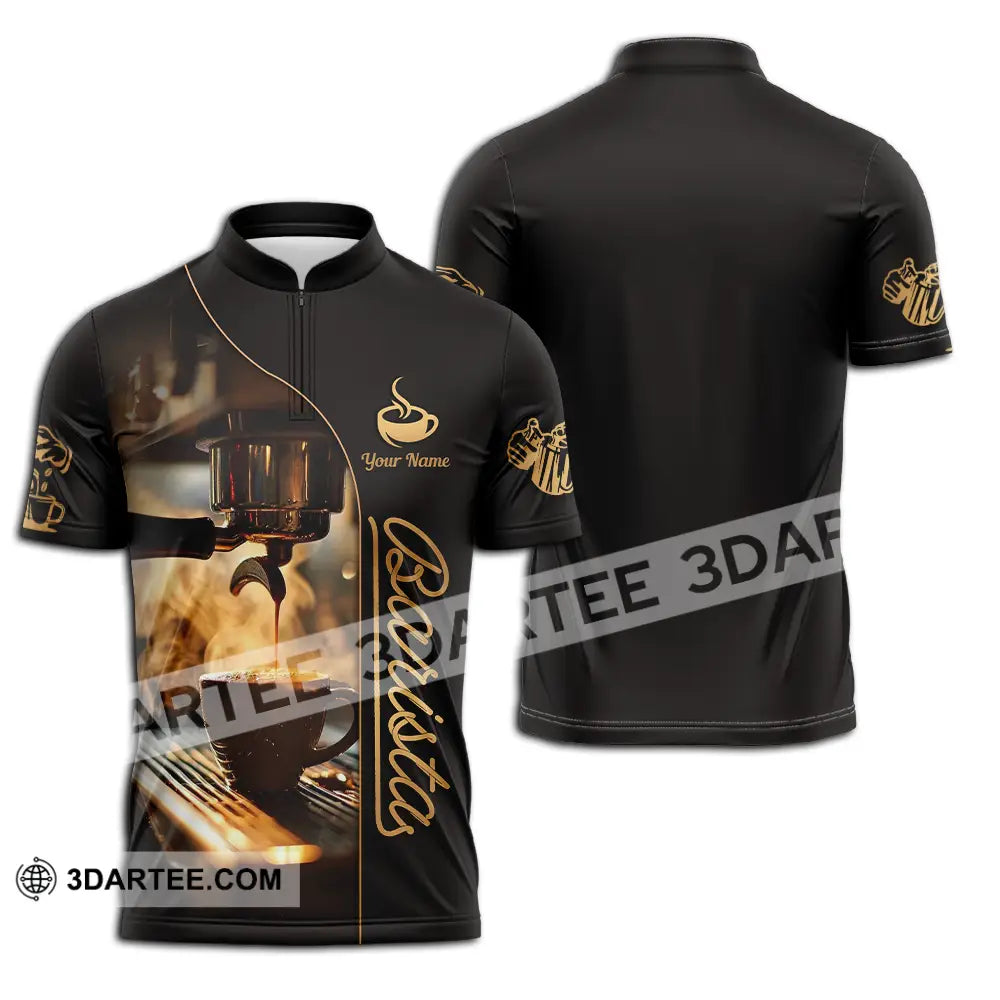 Unisex Shirt - Custom Text Shirt Barista Shirt Zipper Polo Shirt / S T-shirt