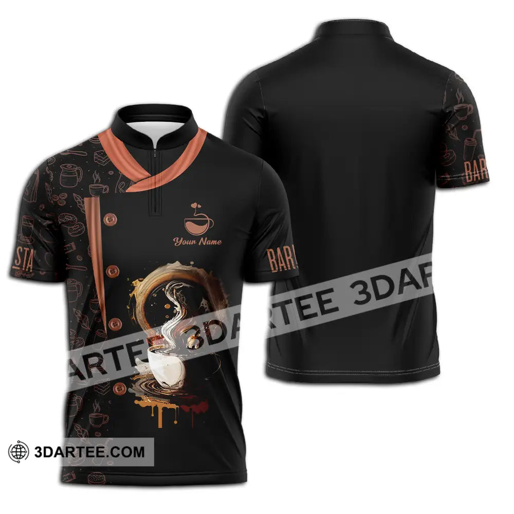Unisex Shirt - Custom Text Shirt Barista Shirt Zipper Polo Shirt / S T-shirt