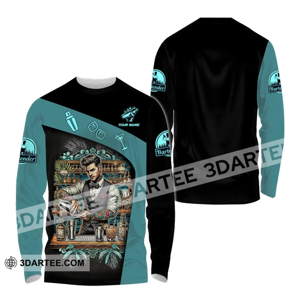 Unisex Shirt - Custom Text Shirt Bartender Shirt Long Sleeve Shirt / S T-shirt