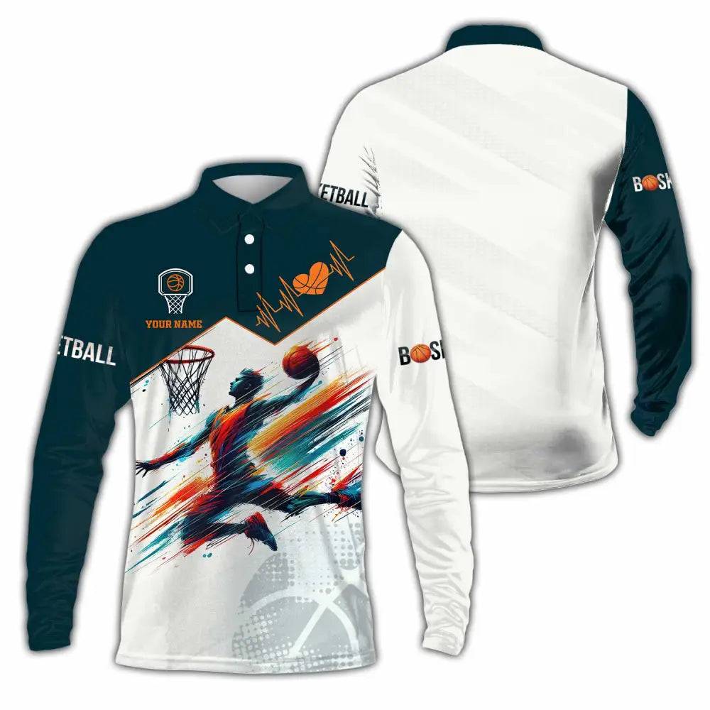 Unisex Shirt - Custom Text Basketball Shirt Long Sleeve Polo / S T-shirt
