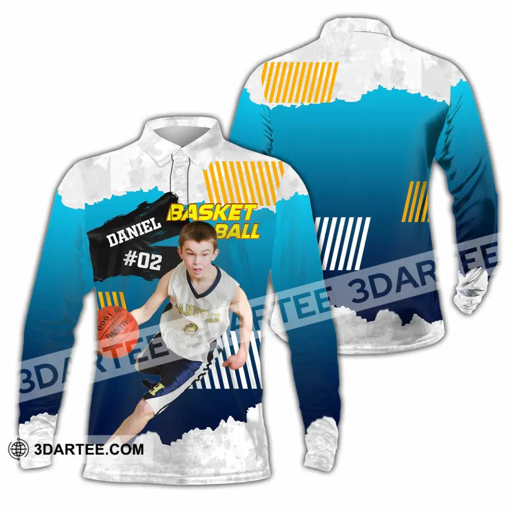Unisex Shirt - Custom Text Shirt Basketball Shirt Long Sleeve Polo / S T-shirt