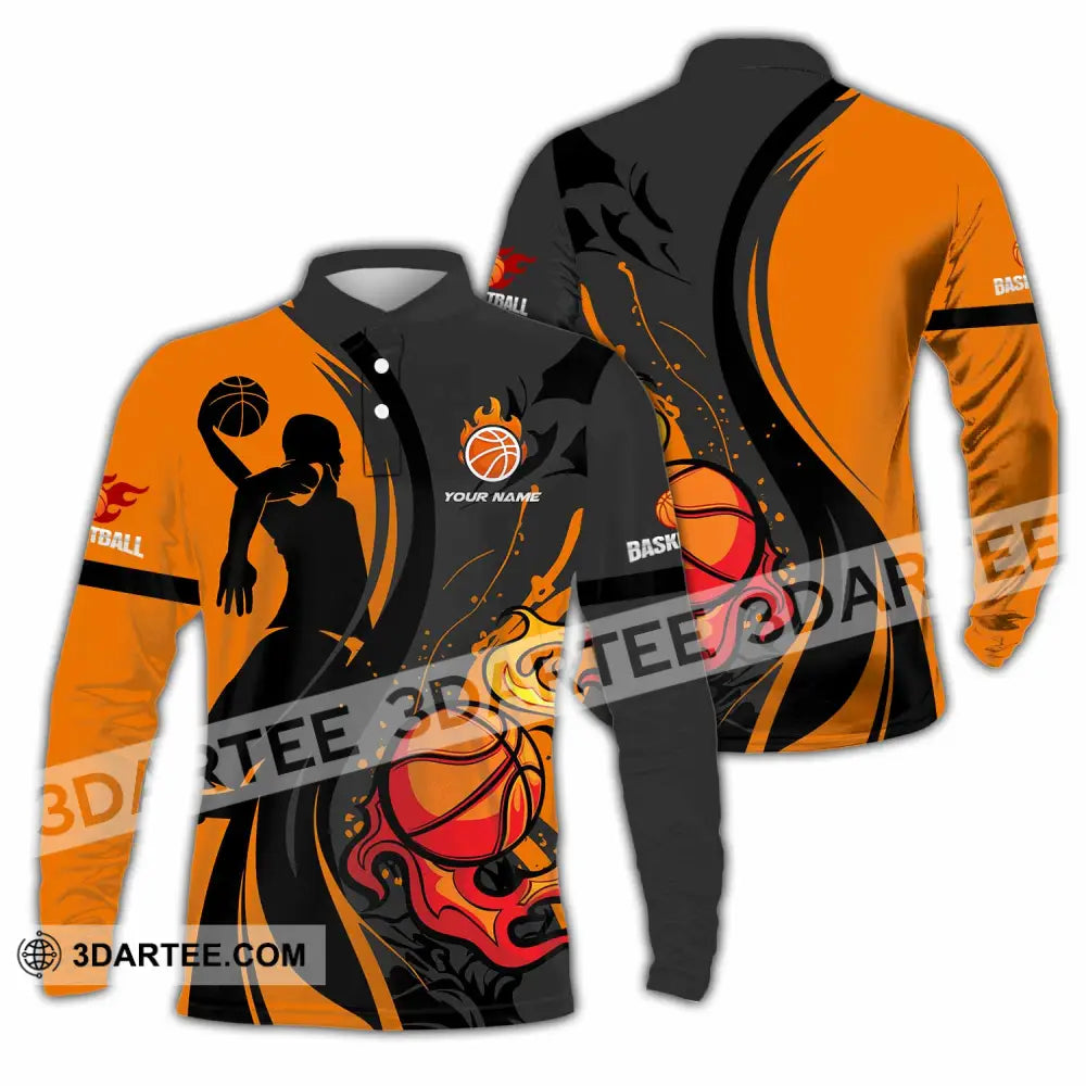 Unisex Shirt - Custom Text Shirt Basketball Shirt Long Sleeve Polo / S T-shirt
