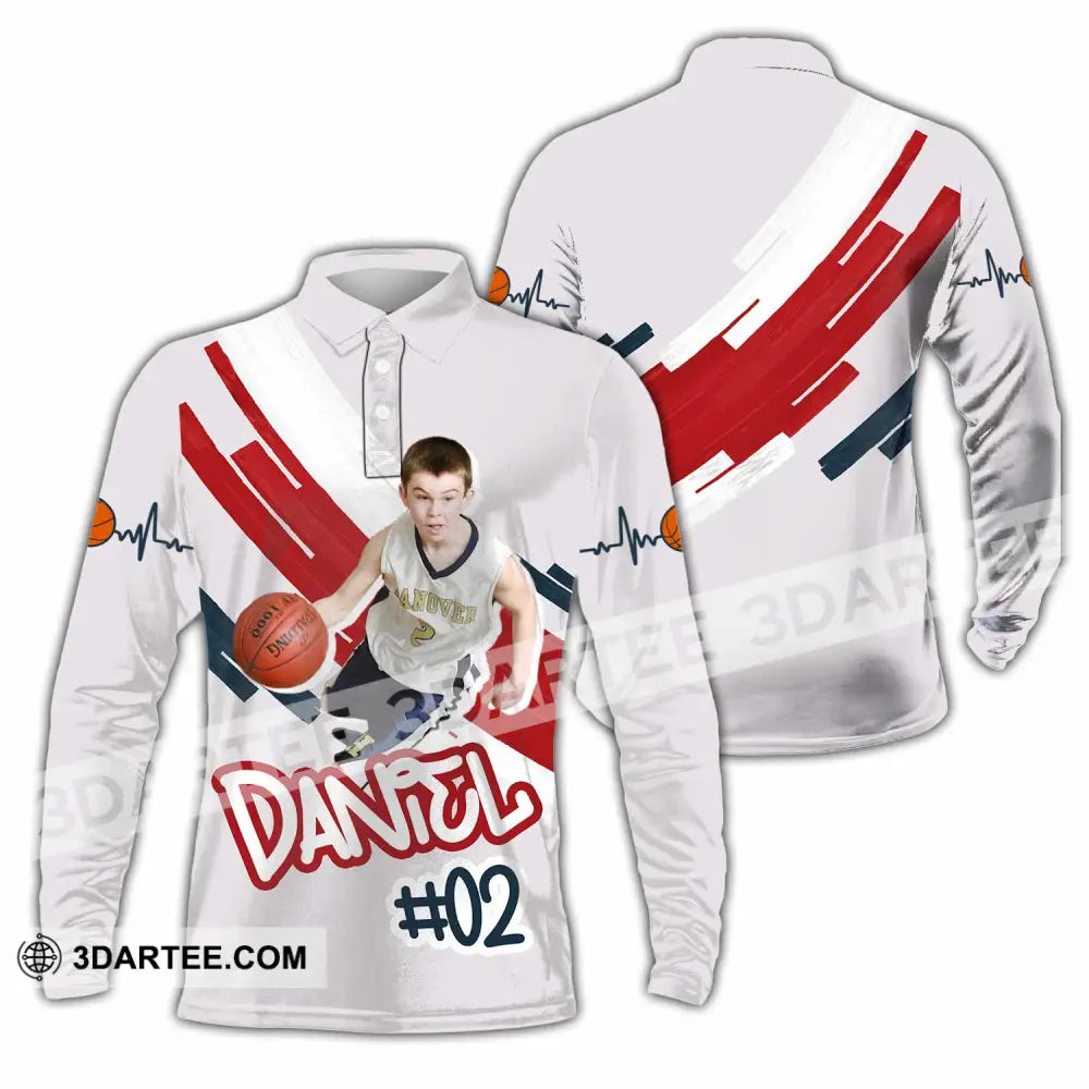 Unisex Shirt - Custom Text Shirt Basketball Shirt Long Sleeve Polo / S T-shirt