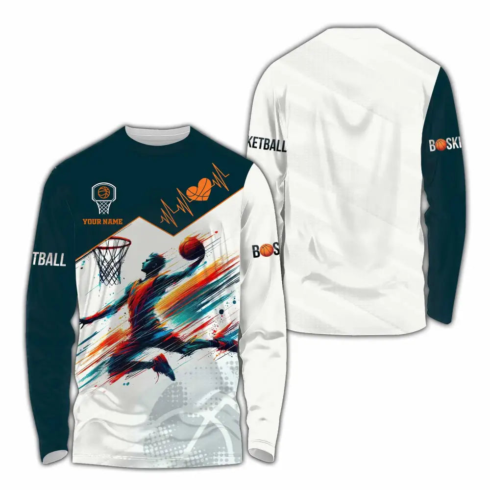 Unisex Shirt - Custom Text Basketball Shirt Long Sleeve Shirt / S T-shirt