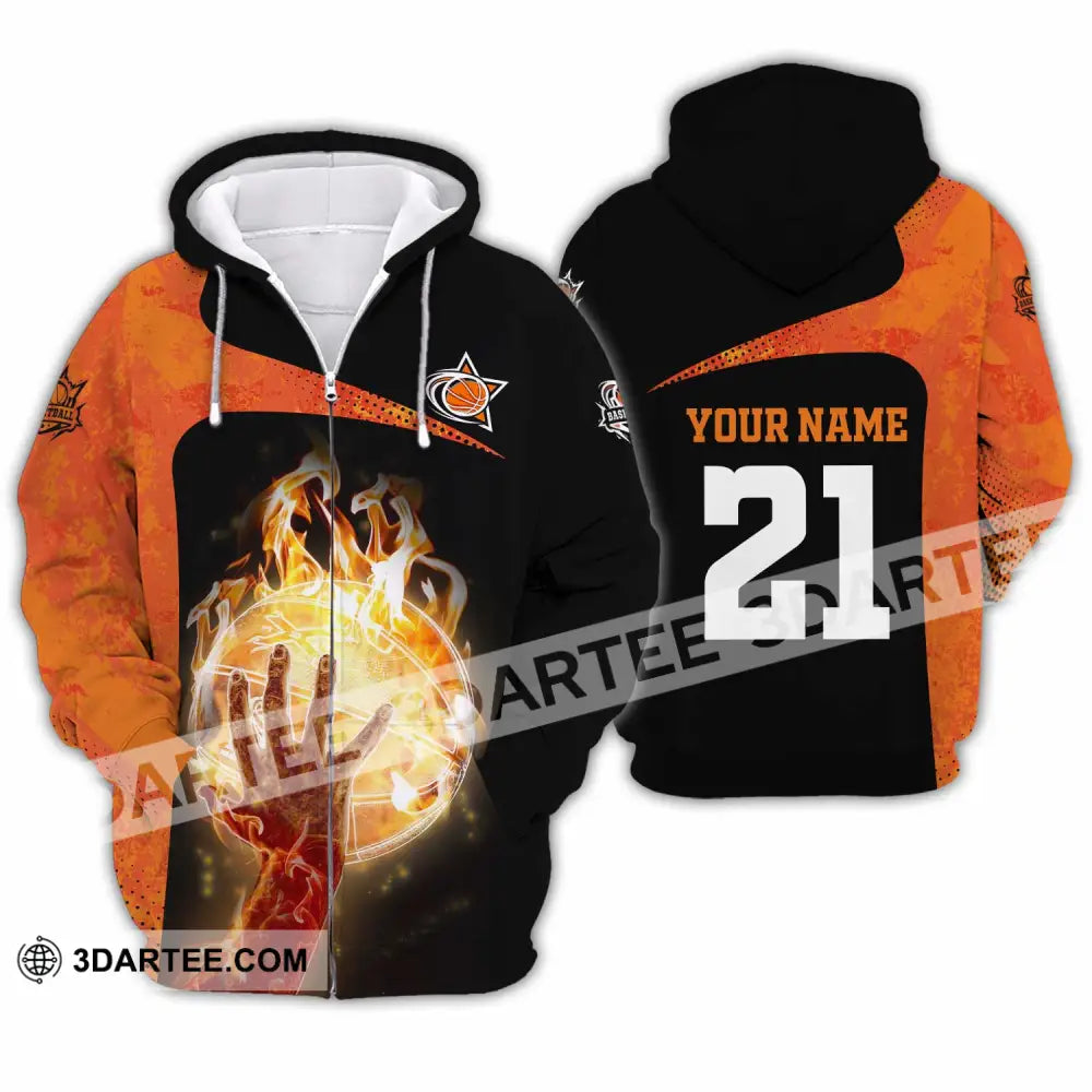Unisex Shirt - Custom Text Shirt Basketball Zipper Hoodie / S T-shirt