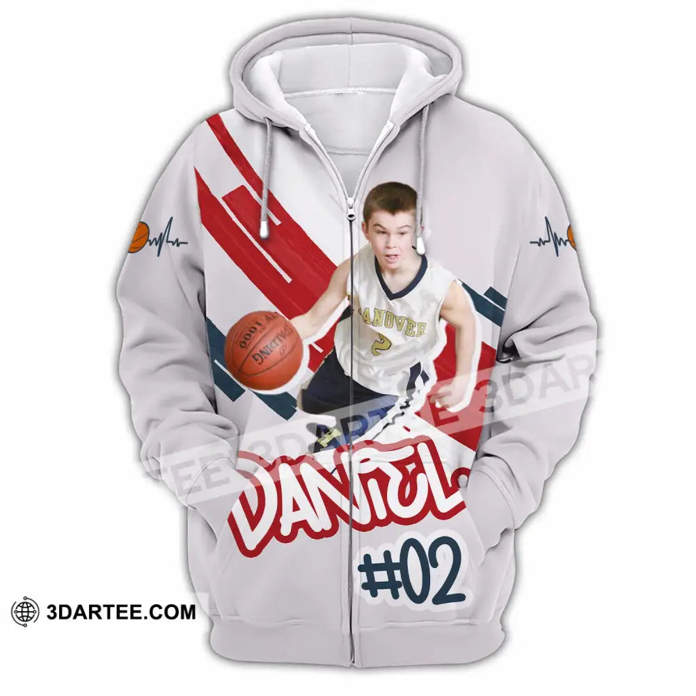 Unisex Shirt - Custom Text Shirt Basketball Shirt Zipper Hoodie / S T-shirt
