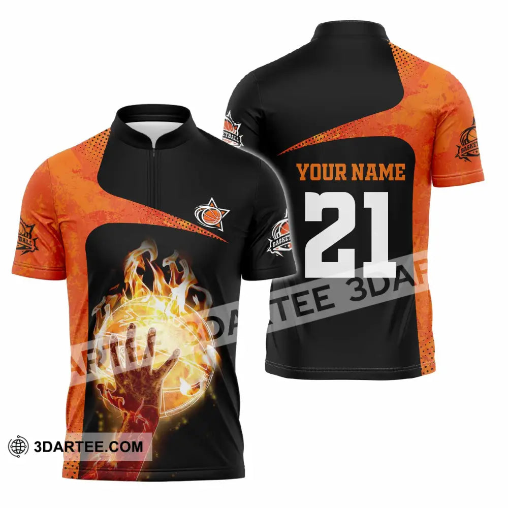 Unisex Shirt - Custom Text Shirt Basketball Zipper Polo Shirt / S T-shirt