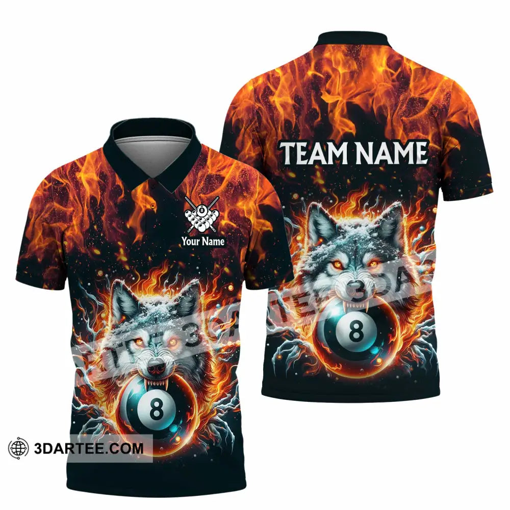 Unisex Shirt - Custom Text Shirt Billiard Wolf Shirt Polo Shirt / S T-shirt