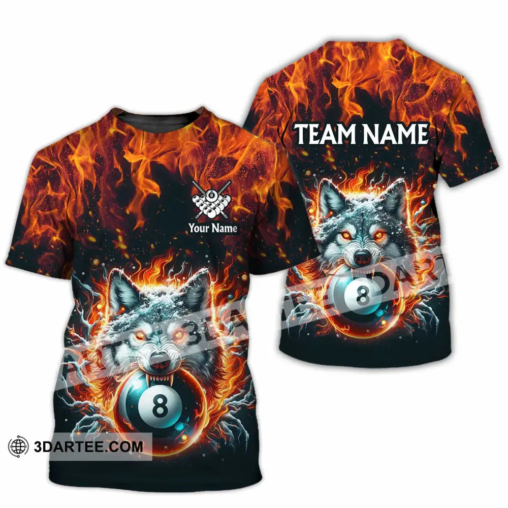 Unisex Shirt - Custom Text Shirt Billiard Wolf Shirt T-Shirt / S T-shirt