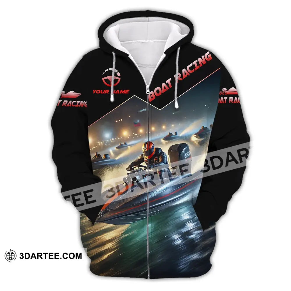 Unisex Shirt - Custom Text Boat Racing Zipper Hoodie / S T-Shirt