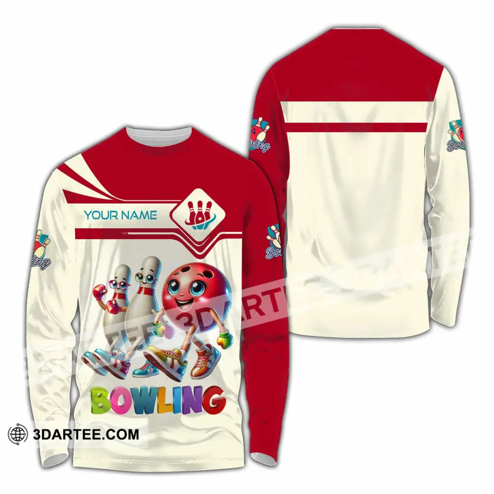 Unisex Shirt - Custom Text Shirt Bowling Cute Shirt Long Sleeve Shirt / S T-shirt