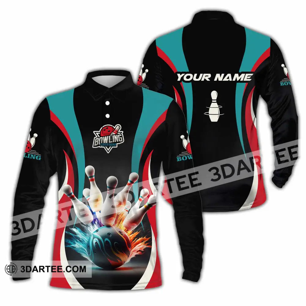 Unisex Shirt - Custom Text Shirt Bowling Freedom Shirt Long Sleeve Polo / S T-shirt