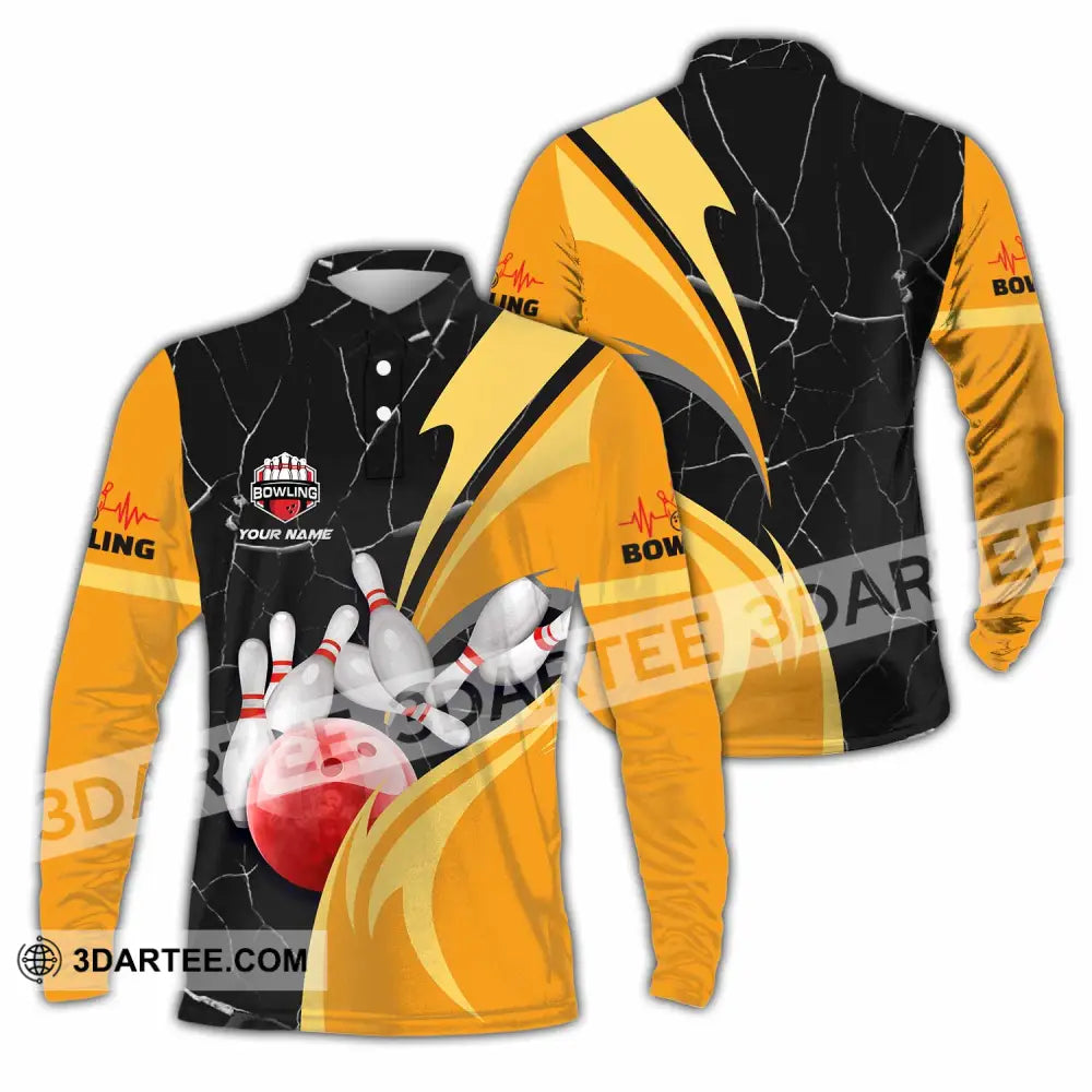 Unisex Shirt - Custom Text Shirt Bowling Shirt Long Sleeve Polo / S T-shirt