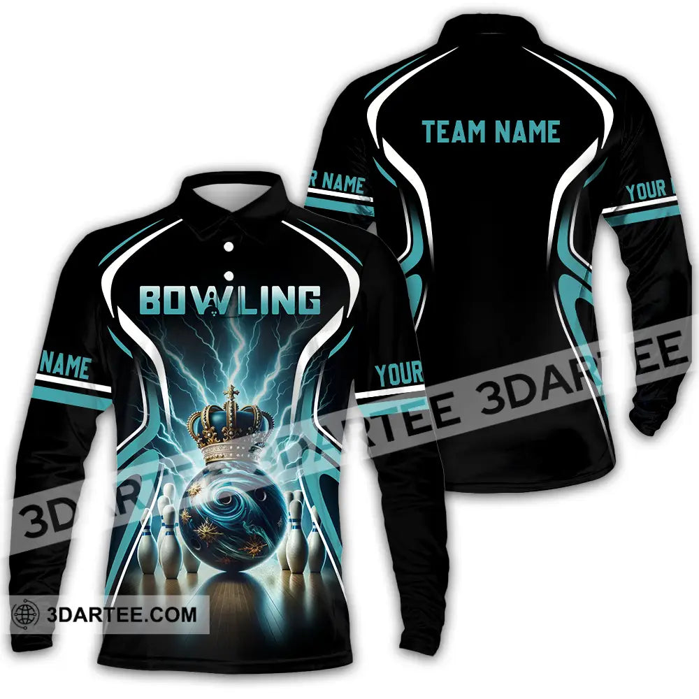 Unisex Shirt - Custom Text Shirt Bowling Shirt Long Sleeve Polo / S T-shirt