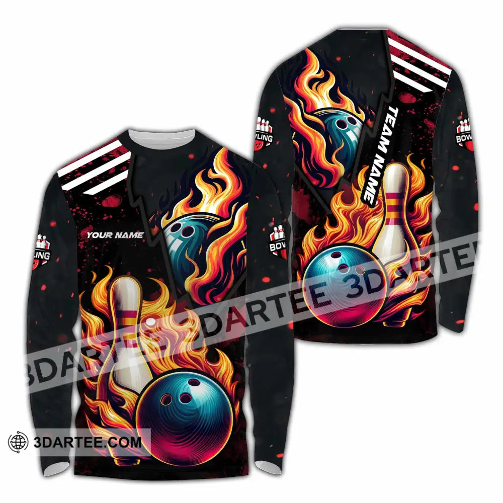 Unisex Shirt - Custom Text Shirt Bowling Shirt Long Sleeve Shirt / S T-shirt