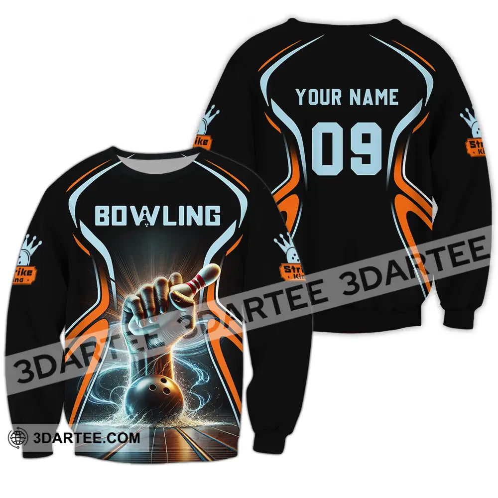 Unisex Shirt - Custom Text Bowling Long Sleeve / S T-Shirt