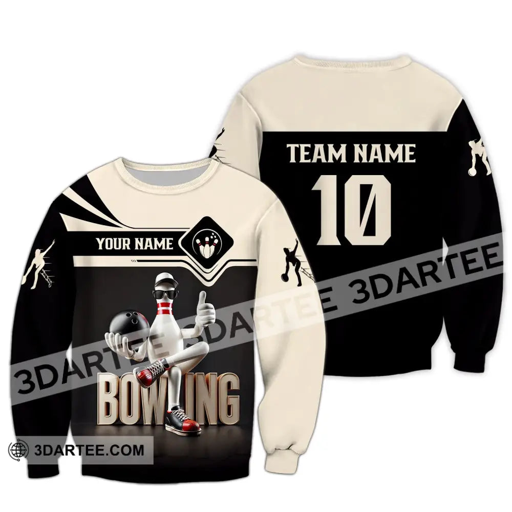 Unisex Shirt - Custom Text Bowling Long Sleeve / S T-Shirt