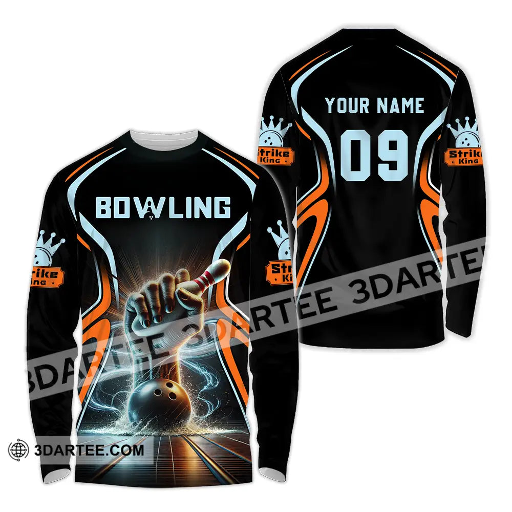 Unisex Shirt - Custom Text Bowling Long Sleeve / S T-Shirt