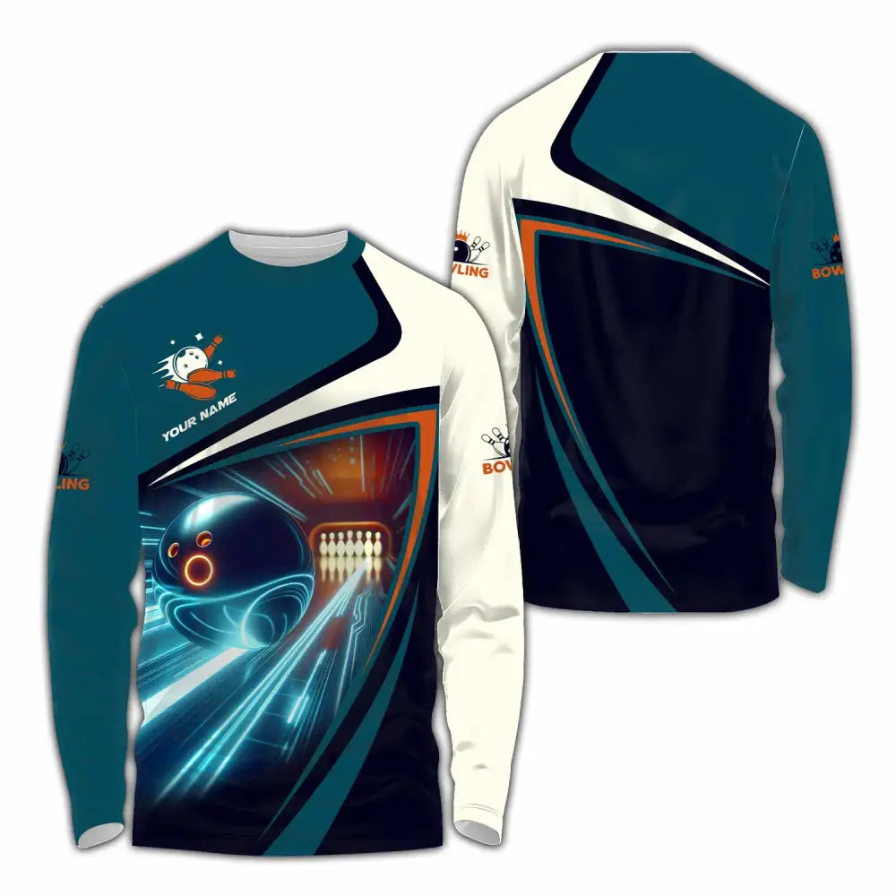 Unisex Shirt - Custom Text Bowling Player Shirt Long Sleeve Shirt / S T-shirt