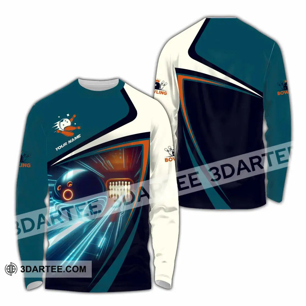 Unisex Shirt - Custom Text Bowling Player Shirt Long Sleeve Shirt / S T-shirt