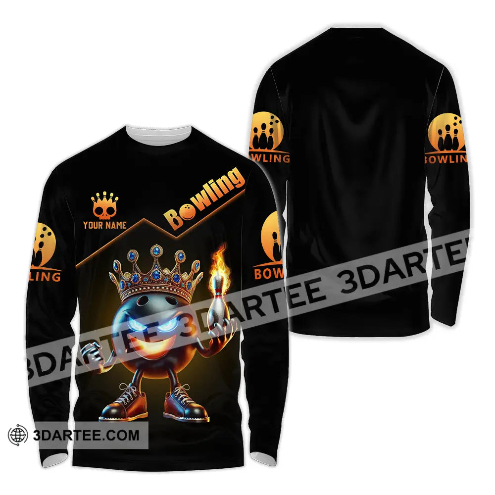 Unisex Shirt - Custom Text Bowling The Crown Long Sleeve / S T-Shirt