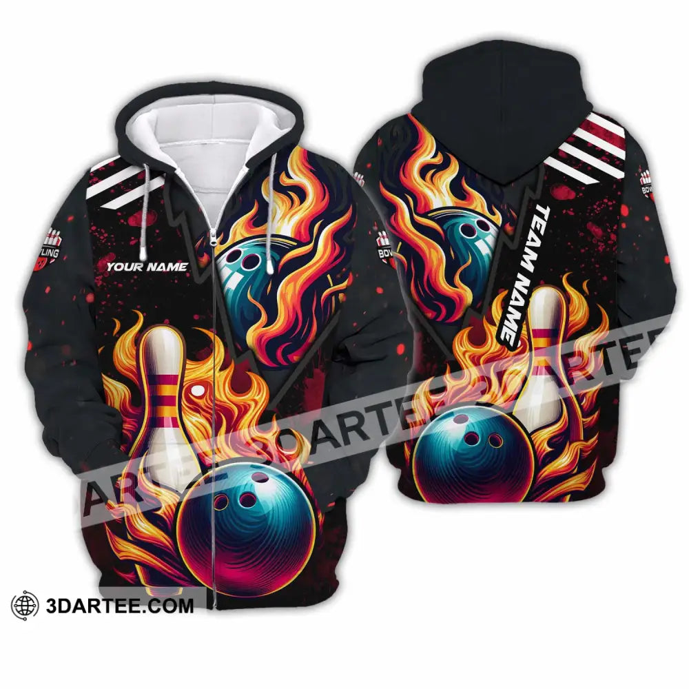 Unisex Shirt - Custom Text Shirt Bowling Shirt Zipper Hoodie / S T-shirt