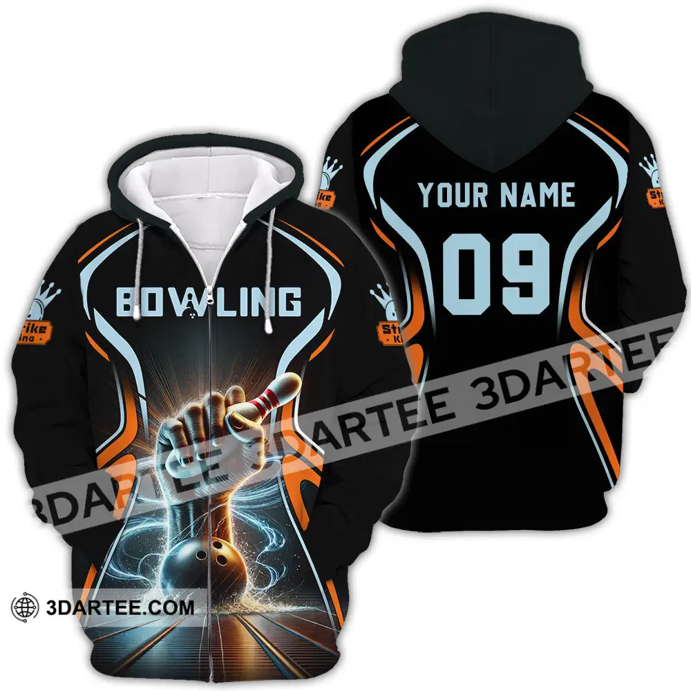 Unisex Shirt - Custom Text Bowling Zipper Hoodie / S T-Shirt