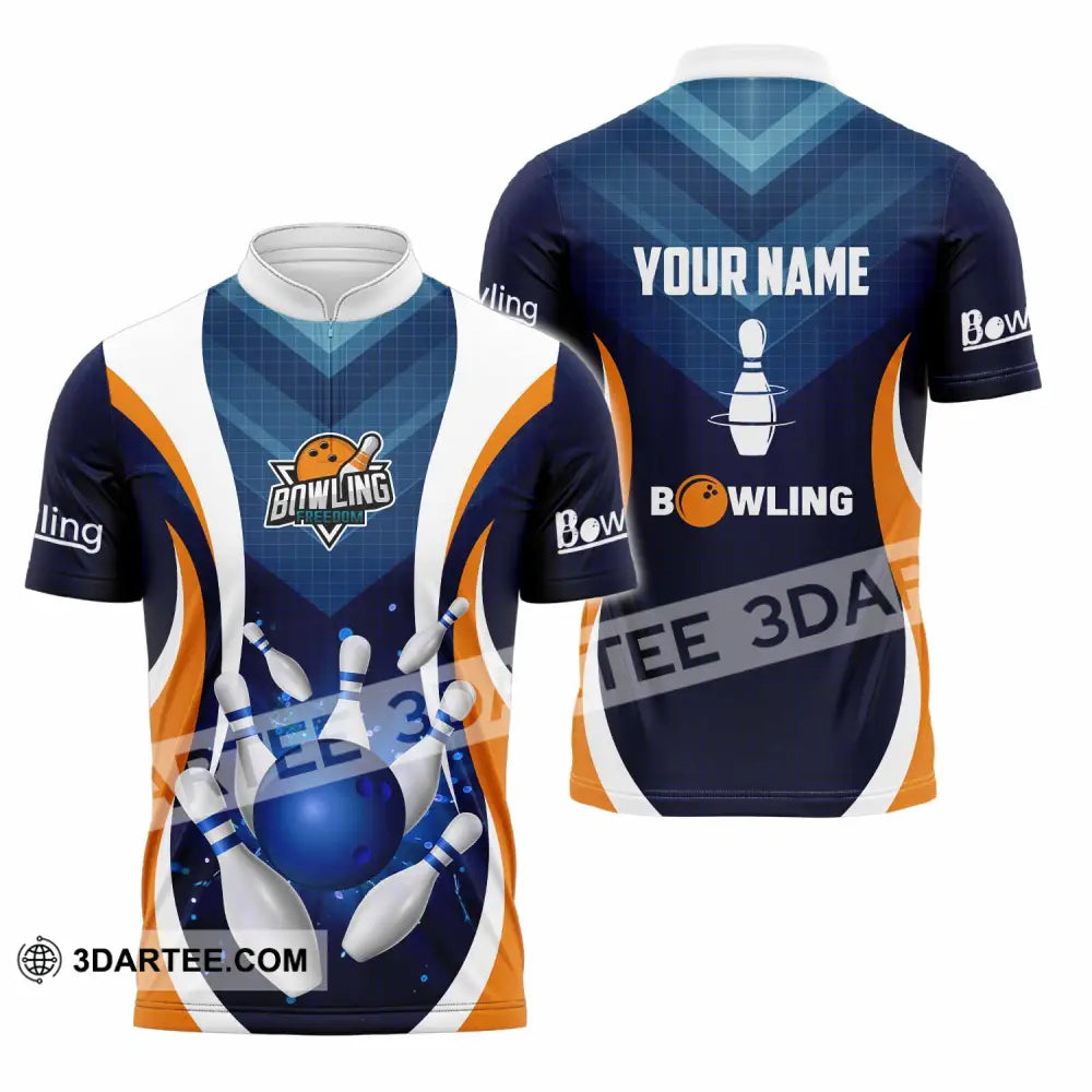 Unisex Shirt - Custom Text Shirt Bowling Shirt Zipper Polo Shirt / S T-shirt